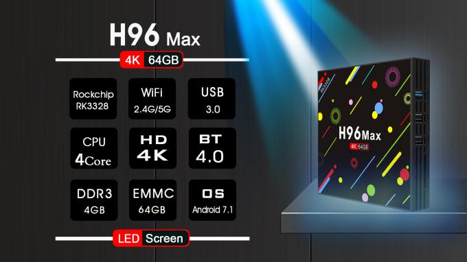 H96 4G máximo 64G RK3328 Android 7,1 KODI17.3 con el wifi 5G y la caja llevada de la pantalla TV