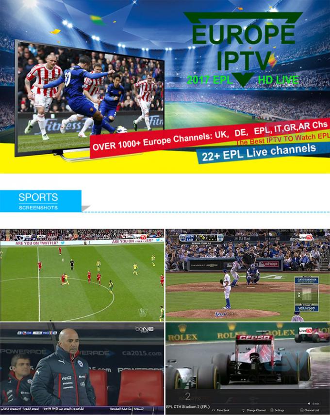 Enchufe y juego elegantes de Iview Iptv Apk 720p -1080p del fútbol de EPL para el Tablet PC de Android
