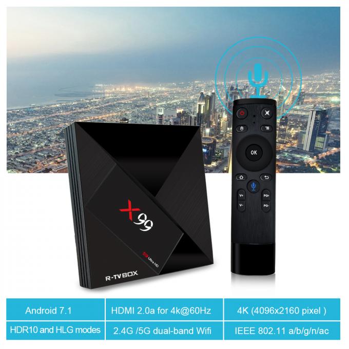 La base 4+32G Kodi 18,0 de X99 RK3399 seis instaló previamente la caja de Android 8,1 Android TV