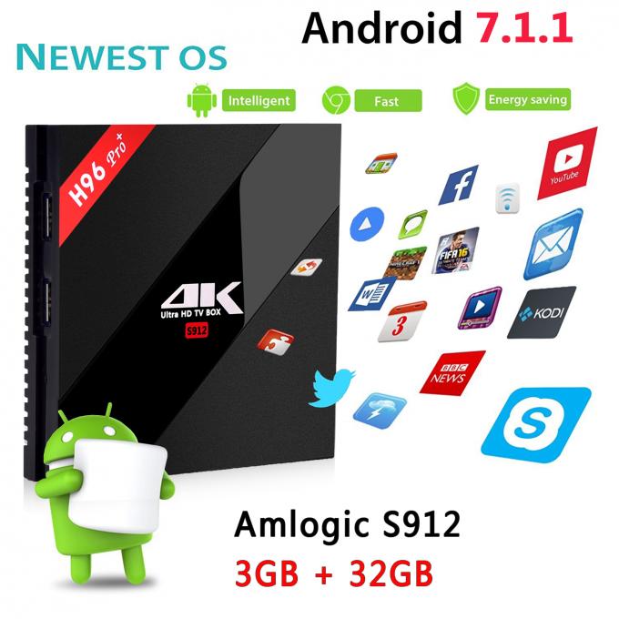 Caja dual de H96 Pro+ Amlogic S912 KODI 17,3 Wifi 2.4G/5.8GHz Android 7,1 TV